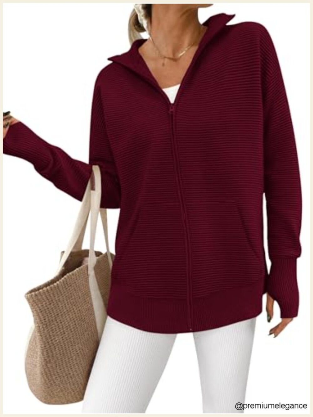 PRETTYGARDEN Long Sleeve Zip Up Ribbed Cardigan Sweater Women Loose Fit